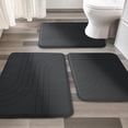 thumbnail image 1 of CHAKMEONE Bathroom Rug Sets 3 Piece,Non Slip Bath Mat Set with U-Shaped Toilet Rug,Super Absorbent Memory Foam Bathroom Floor Mats for Shower,Tub,Toilet,Black, 1 of 6