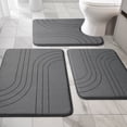 thumbnail image 1 of Bathroom Rug Sets 3 Piece,Non Slip Bath Mat Set with U-Shaped Toilet Rug,Super Absorbent Memory Foam Bathroom Floor Mats for Shower,Tub,Toilet,Gray, 1 of 6