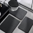 thumbnail image 1 of CHAKMEONE Bathroom Rug Sets 4 Piece,Non Slip Bath Mat Set with U-Shaped Toilet Rug,Super Absorbent Memory Foam Bathroom Floor Mats for Shower,Tub,Toilet,Black, 1 of 6