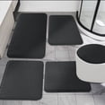 thumbnail image 1 of CHAKMEONE Bathroom Rug Sets 5 Piece,Non Slip Bath Mat Set with U-Shaped Toilet Rug,Super Absorbent Memory Foam Bathroom Floor Mats for Shower,Tub,Toilet,Black, 1 of 6