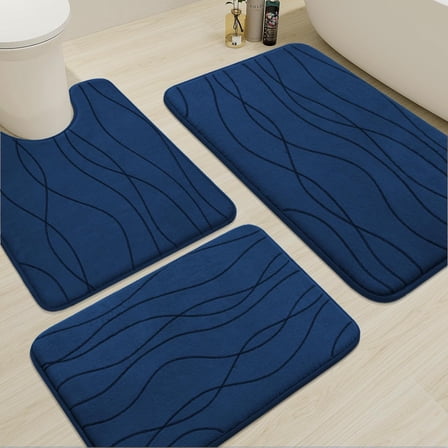 Bathroom Rug Sets 5 Piece, Ultra Absorbent Bath Mat for Bathroom - Non-Slip Machine Washable, Dark Grey