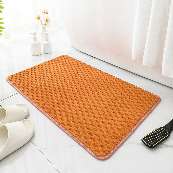 Bathroom Rug, Shaggy Carpet, Soft Absorbent Non Slip Floor Mat, Golden Velvet, Machine Washable, for Bath Tub Sink