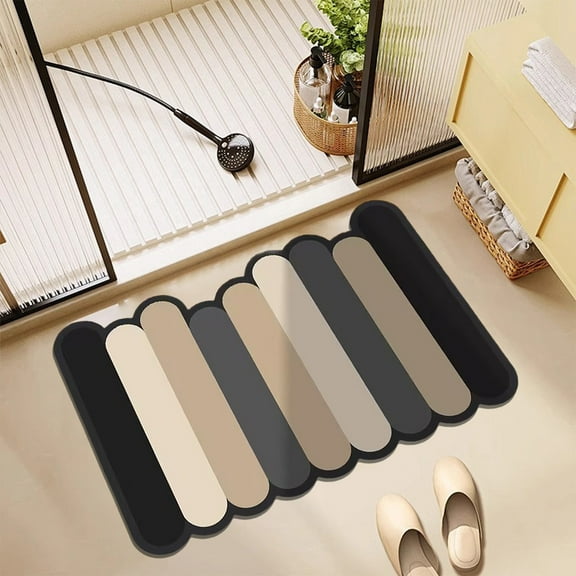 Bathroom Rug, Shower Mat Fast-Absorbing Diatom Mud Surface, Non-Slip Rubber Backing, Washable 16 x 24 in Thin Floor Rug for Tub and Shower Entry