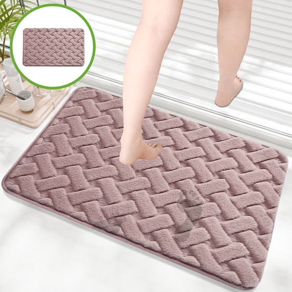 Bathroom Rug, Shower Mat with Memory Foam and Non Slip Backing, Super Soft Absorbent Microfiber Bath Mat, Quick Dry Skid Proof Floor Mat for Bathroom Kitchen, Machine Washable Comfort