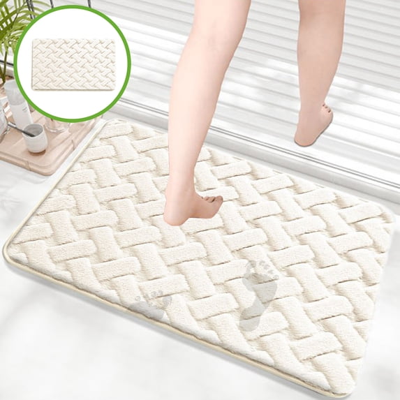 Bathroom Rug, Shower Mat with Memory Foam and Non Slip Backing, Super Soft Absorbent Microfiber Bath Mat, Quick Dry Skid Proof Floor Mat for Bathroom Kitchen, Machine Washable Comfort