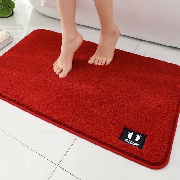 Bathroom Rug, Soft Absorbent Bathroom Mat and Bath Mat, Premium Microfiber Shag Bath Rug Machine Washable Red,20" x 32"