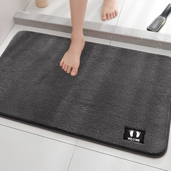 Bathroom Rug, Soft Absorbent Bathroom Mat and Bath Mat, Premium Microfiber Shag Bath Rug Machine Washable Dark Gray,16" x 24"