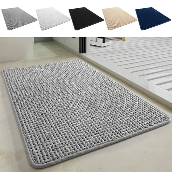Bathroom Rug, Soft Absorbent Mat, Polyester 80x50x2cm in Gray Blue Beige Black White, Non-slip Backing & Quick-dry for Safety and Comfort, Perfect for Bathroom, Bedroom, and Living Room