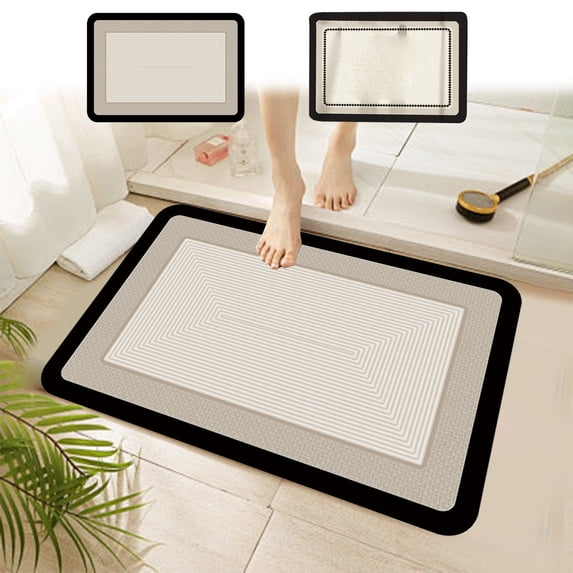 Bathroom Rug | Super Absorbent Mat | Non-Slip Rubber Backing, Quick Drying, Soft Diatom Mud for Entryway or Bathtub | White | 19x26 in