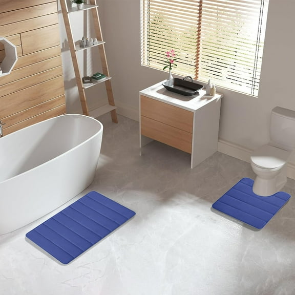 Bathroom Rug,Toilet Rug Utility 2-Piece Set,Latex Non-Slip Backing Bath Rugs