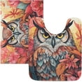 thumbnail image 1 of Bathroom Rug Toiletry Mat Set Flowery Owl Print, Soft Absorbent Bath Rug and U-Shaped Toilet Rug, Non-Slip Bath Carpet, Machine Wash Dry, Bath Mats for Bathroom 17.3"x13.4"+23.6"x15.7", 1 of 5
