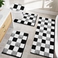 thumbnail image 1 of Bathroom Rugs, Yamaziot Checkered Black Bath Rugs Runner with Toilet Mat, Non Slip Water Absorbent Microfiber, 4 Count, 1 of 9
