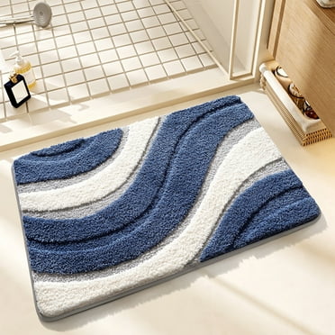 Bathroom Rugs, 15.7*23.6 Inch Plush Shaggy Microfiber Bath Rugs Non Slip, Absorbent Machine Washable Bathroom Rugs Toilet Mat for Bathtub, Toilet