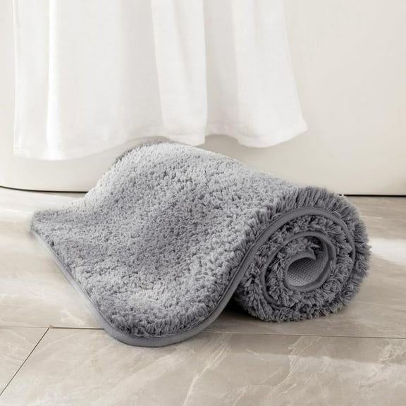 Bathroom Rugs,16''x24'',Gray,Non Slip Small Bathroom Rug Bath Mats for Bathroom,Machine Wash Dry Carpet Mat for Tub,Extra Soft and Absorbent,Thick Matts for Bathroom Floor & Sink