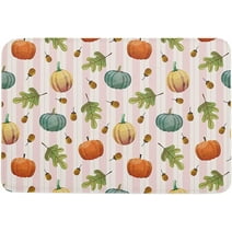 Bathroom Rugs 18x30 Inch Area Rug for Bedroom Decor, Absorbent Low Profile Outdoor Rug, Home Decor Kitchen Rugs Carpet, Thanksgiving Day Pumpkin Autumn Leaf Vegetables Door Mat for Living Room Decor