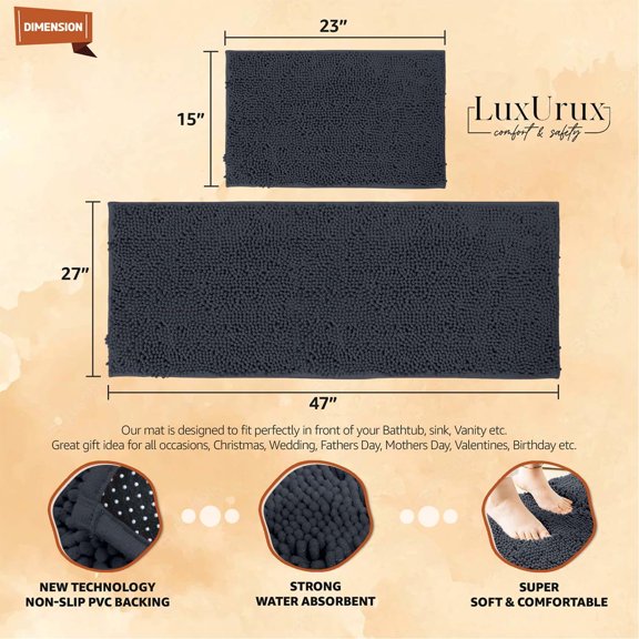 Bathroom Rugs 2 Piece Setextra-Soft Plush Bath Mat Bathroom Rugs,1'' Chenille Micro[1]