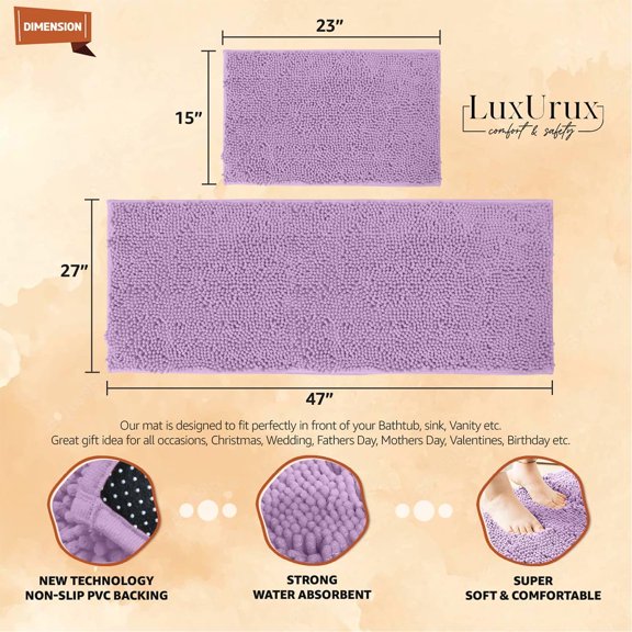 Bathroom Rugs 2 Piece Setextra-Soft Plush Bath Mat Bathroom Rugs,1'' Chenille Micro[1]