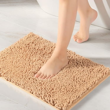 Bathroom Rugs 20x32, Super Soft and Absorbent Chenille, Non-Slip, Quick Dry, Machine Washable Bath Rug for Bathroom Floor, Tub, and Shower (20" x 32", Beige)