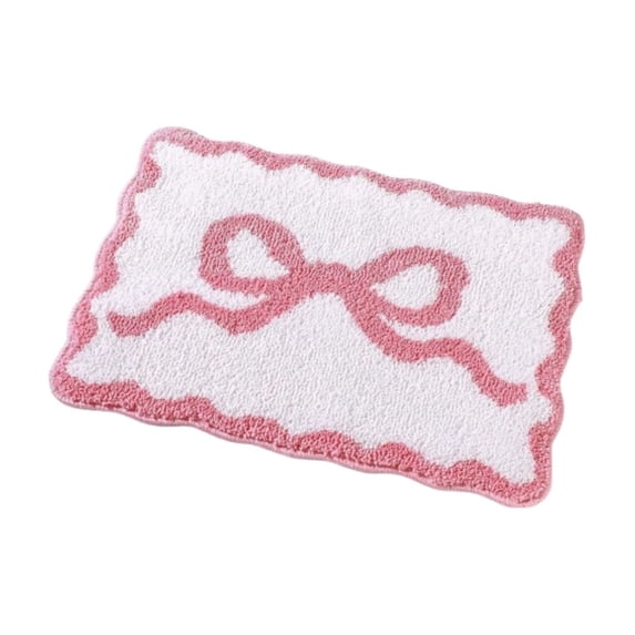 Bathroom Rugs,23.62x15.75 Inch Non-Slip Absorbent Bath Mat & Toilet Rug | Soft Bathroom Floor Mat with Bow Decor for Shower Entrance | Washroom Decor,Pink