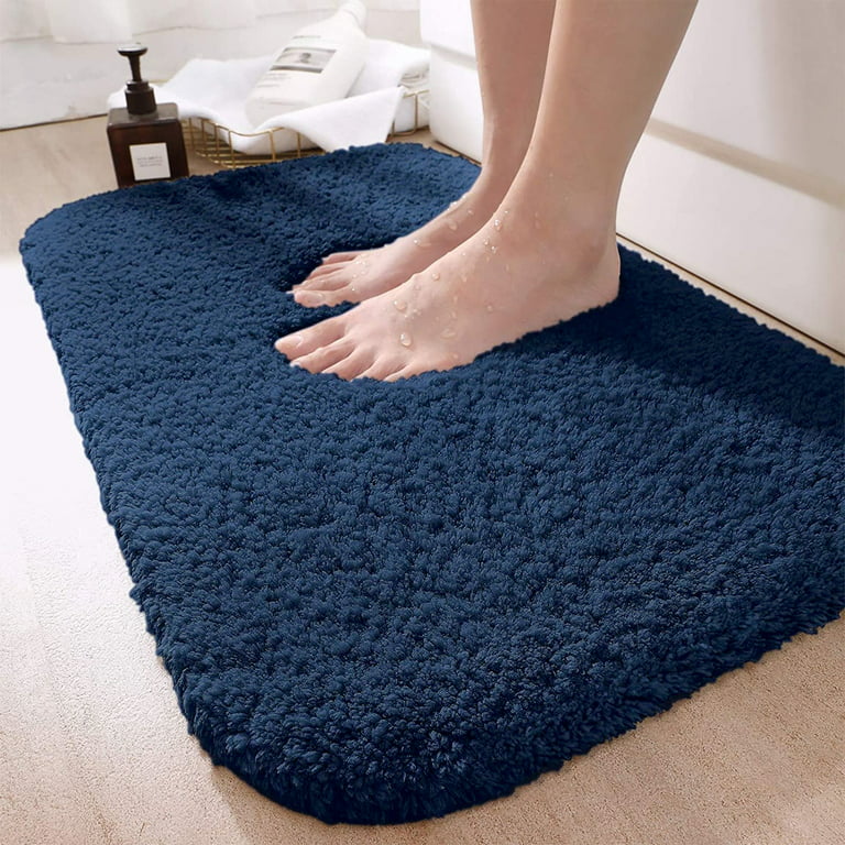 OEAKAY Bath Mat Bathroom Rug Absorbent Non-Slip Washable Shower Floor Mats  Carpet 20x32,Turquoise Teal and White