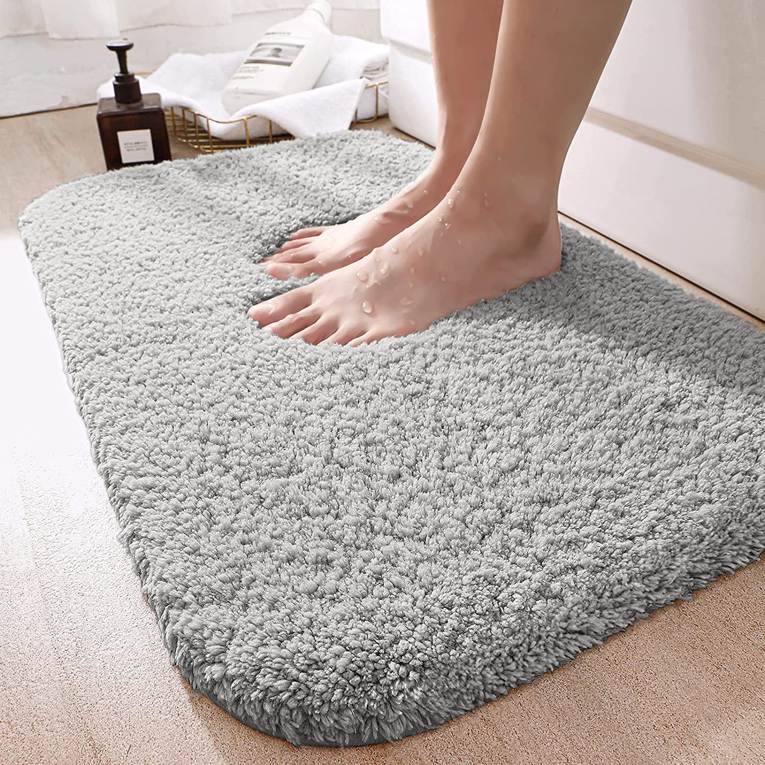 Upgraded Soft Absorbent Non Slip Bath Mat 16x24 Fluffy Thick Microfiber  Cozy Throw Bathroom Rugs with Waterproof Backing for Tub Shower Kitchen