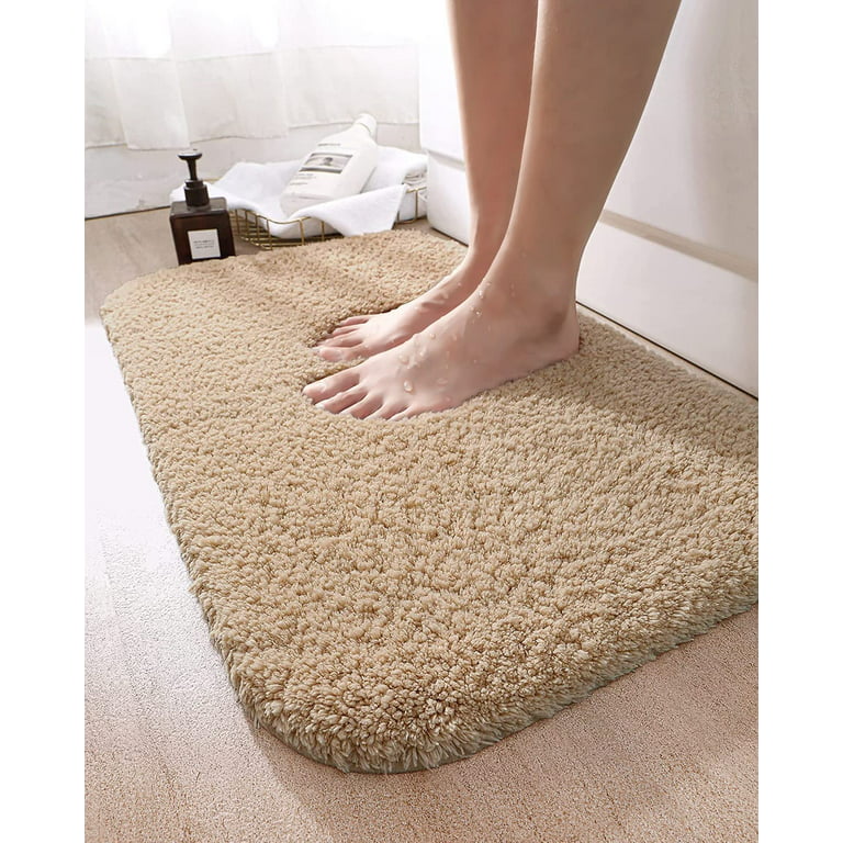 SIXHOME Beige Bathroom Rugs Absorbent Quick Dry Bath Mat Non Slip Bath Rug  with Rubber Backed Bath Mat for Bathroom Floor Low Profile Dirt Resistant Shower  Rugs for Bathroom Sink Bathtub 17x27 