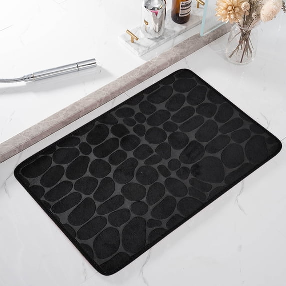 Bathroom Rugs 24x16, Extra Soft Absorbent Bath Rugs, Quick Dry, Machine Washable Bath Mats for Bathroom Floor, Tub and Shower, Home Decor Accessories, Black