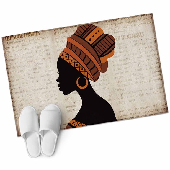 Bathroom Rugs 2x3 Ft, Africa Black Women Non Slip Area Rugs for Kitchen Bedroom Entryway, African Native Ethnic Vintage Washable Carpet Runner Rug Floor Mats for Bedroom Home Decor