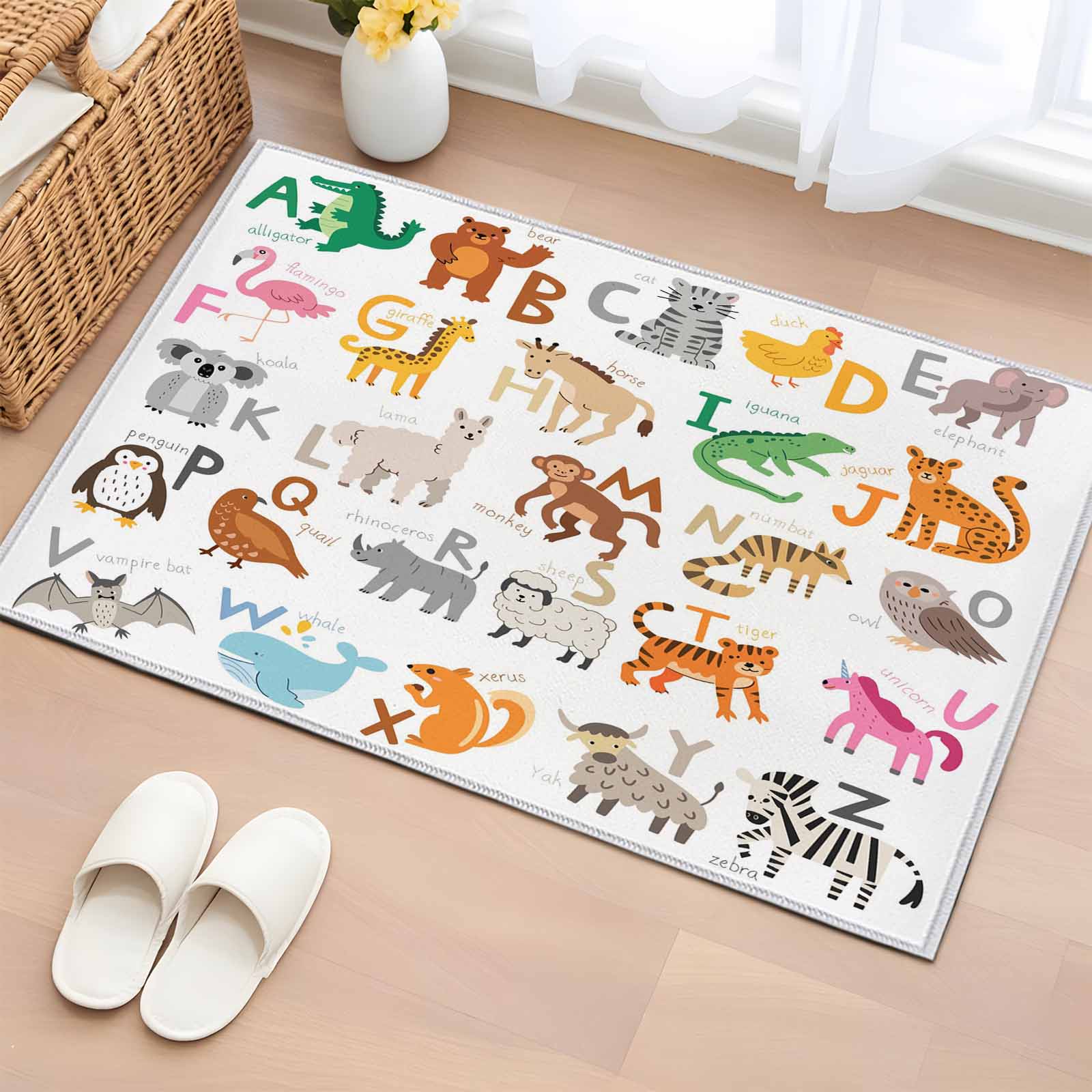 Bathroom Rugs 2x3 Ft, Animals Alphabetes Non Slip Area Rugs for Kitchen ...