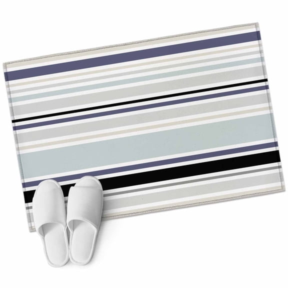 Bathroom Rugs 2x3 Ft, Aqua Stripe Non Slip Area Rugs for Kitchen Bedroom Entryway, Modern Abstract Art Black Striped Rustic Washable Carpet Runner Rug Floor Mats for Bedroom Home Decor