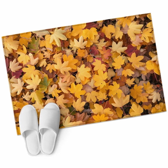 Bathroom Rugs 2x3 Ft, Autumn Maple Leaves Non Slip Area Rugs for Kitchen Bedroom Entryway, Fall Orange Deciduous Country Washable Carpet Runner Rug Floor Mats for Bedroom Home Decor