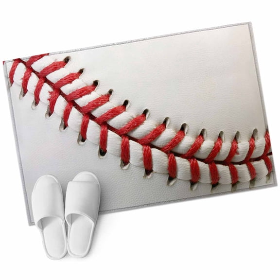 Bathroom Rugs 2x3 Ft, Baseball Non Slip Area Rugs for Kitchen Bedroom Entryway, Red White Texture Sports Ball Minimalist Washable Carpet Runner Rug Floor Mats for Bedroom Home Decor