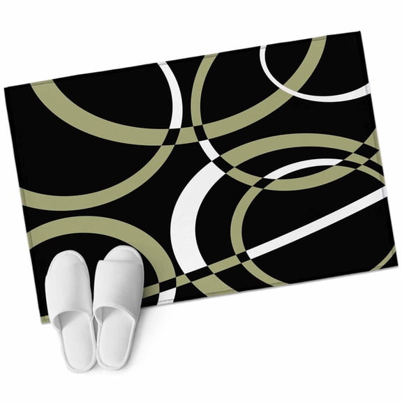 Bathroom Rugs 2x3 Ft, Black Geometric Non Slip Area Rugs for Kitchen Bedroom Entryway, Modern Sage Green White Striped Art Washable Carpet Runner Rug Floor Mats for Bedroom Home Decor