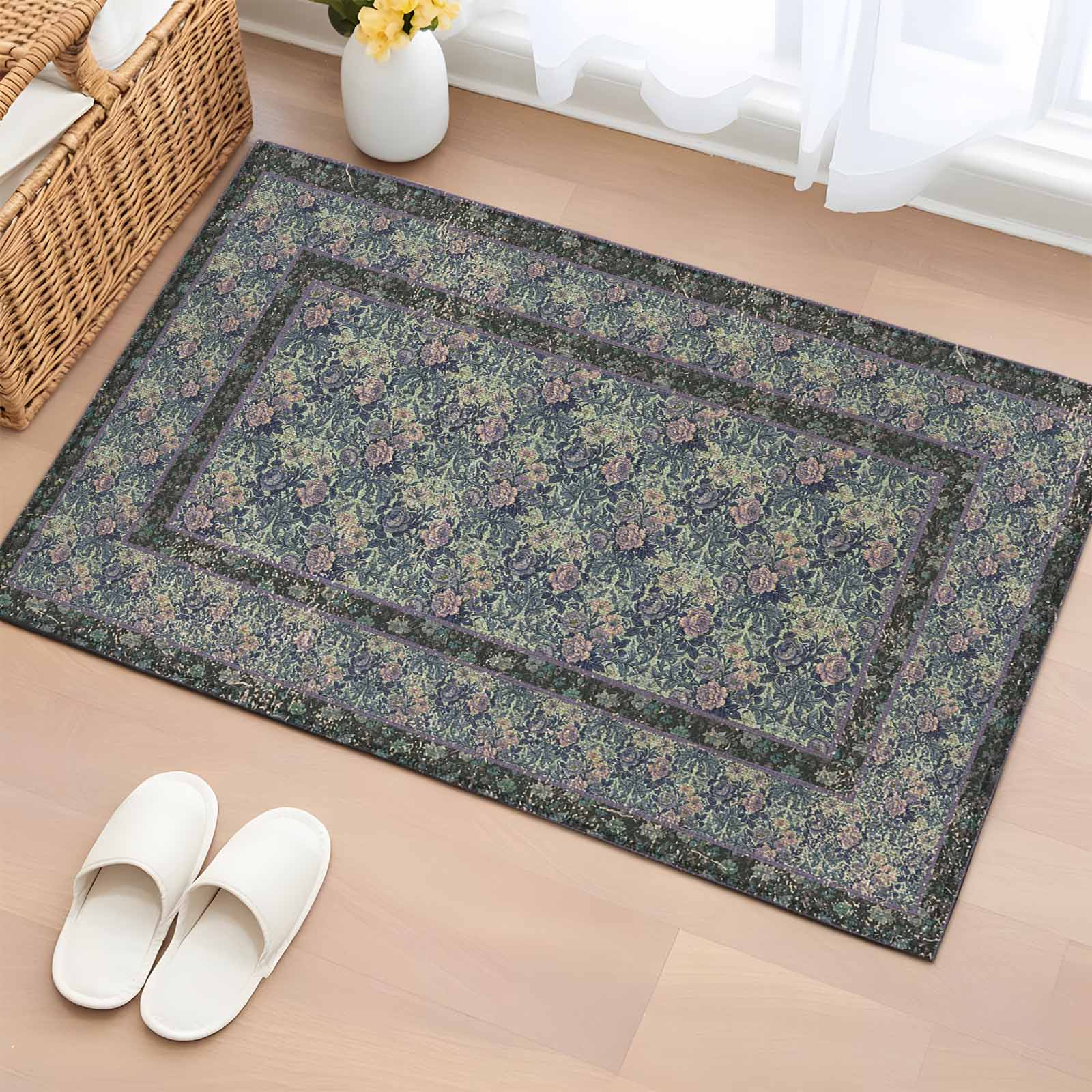 Bathroom Rugs 2x3 Ft, Blue Boho Non Slip Area Rugs for Kitchen Bedroom ...