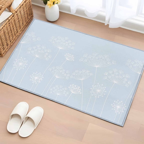 Bathroom Rugs 2x3 Ft, Blue Dandelion Non Slip Area Rugs for Kitchen Bedroom Entryway, Spring Modern Minimalist Country Flower Washable Carpet Runner Rug Floor Mats for Bedroom Home Decor