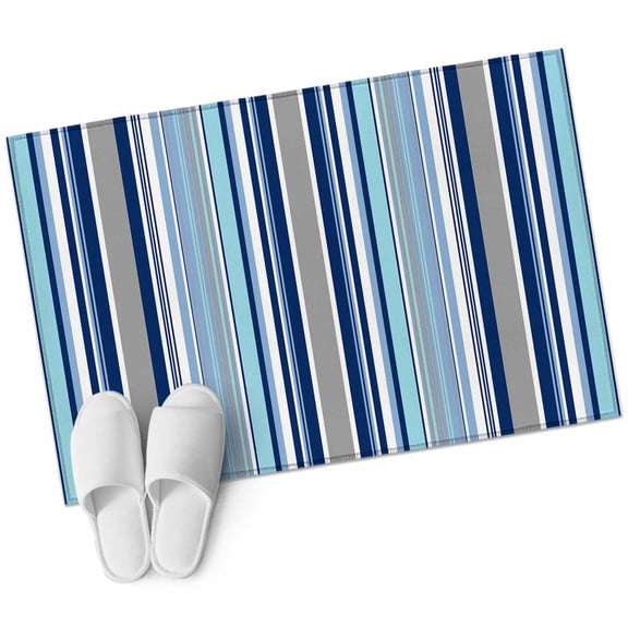 Bathroom Rugs 2x3 Ft, Blue Green Striped Non Slip Area Rugs for Kitchen Bedroom Entryway, Colorful Abstract Vertical Lines Art Washable Carpet Runner Rug Floor Mats for Bedroom Home Decor