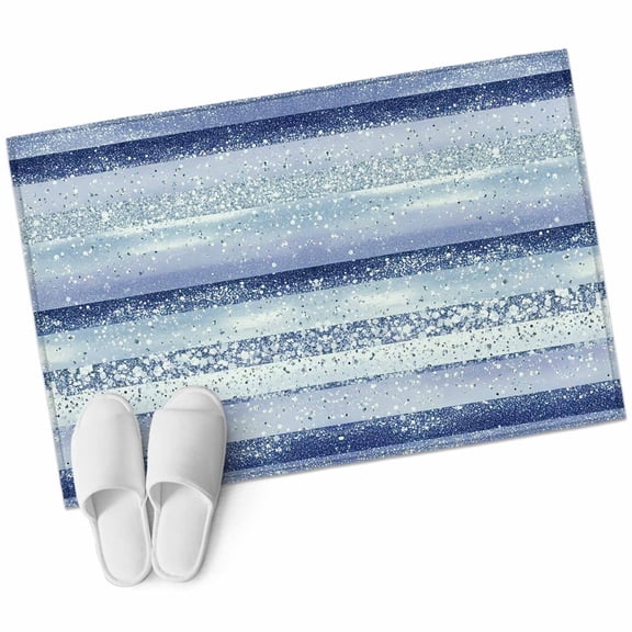 Bathroom Rugs 2x3 Ft, Blue Non Slip Area Rugs for Kitchen Bedroom Entryway, Geometric Ombre Stripes Boho Sparkling Dot Washable Carpet Runner Rug Floor Mats for Bedroom Home Decor