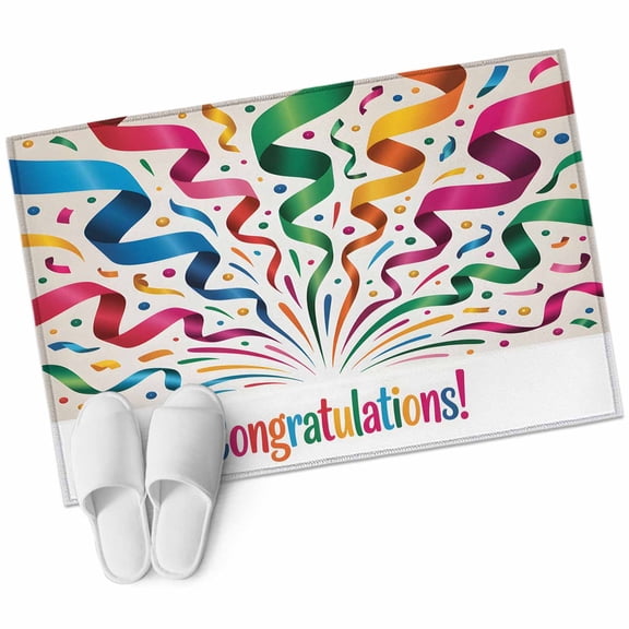 Bathroom Rugs 2x3 Ft, Colorful Congratulations Non Slip Area Rugs for Kitchen Bedroom Entryway, Graduation Season Words Washable Carpet Runner Rug Floor Mats for Bedroom Home Decor