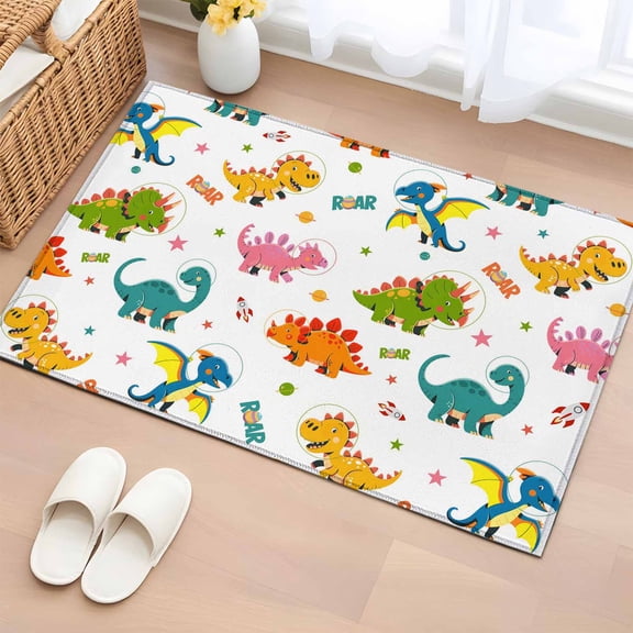 Bathroom Rugs 2x3 Ft, Cute Dinosaur Non Slip Area Rugs for Kitchen Bedroom Entryway, Cartoon Dino Funny Boys Girls Children Washable Carpet Runner Rug Floor Mats for Bedroom Home Decor