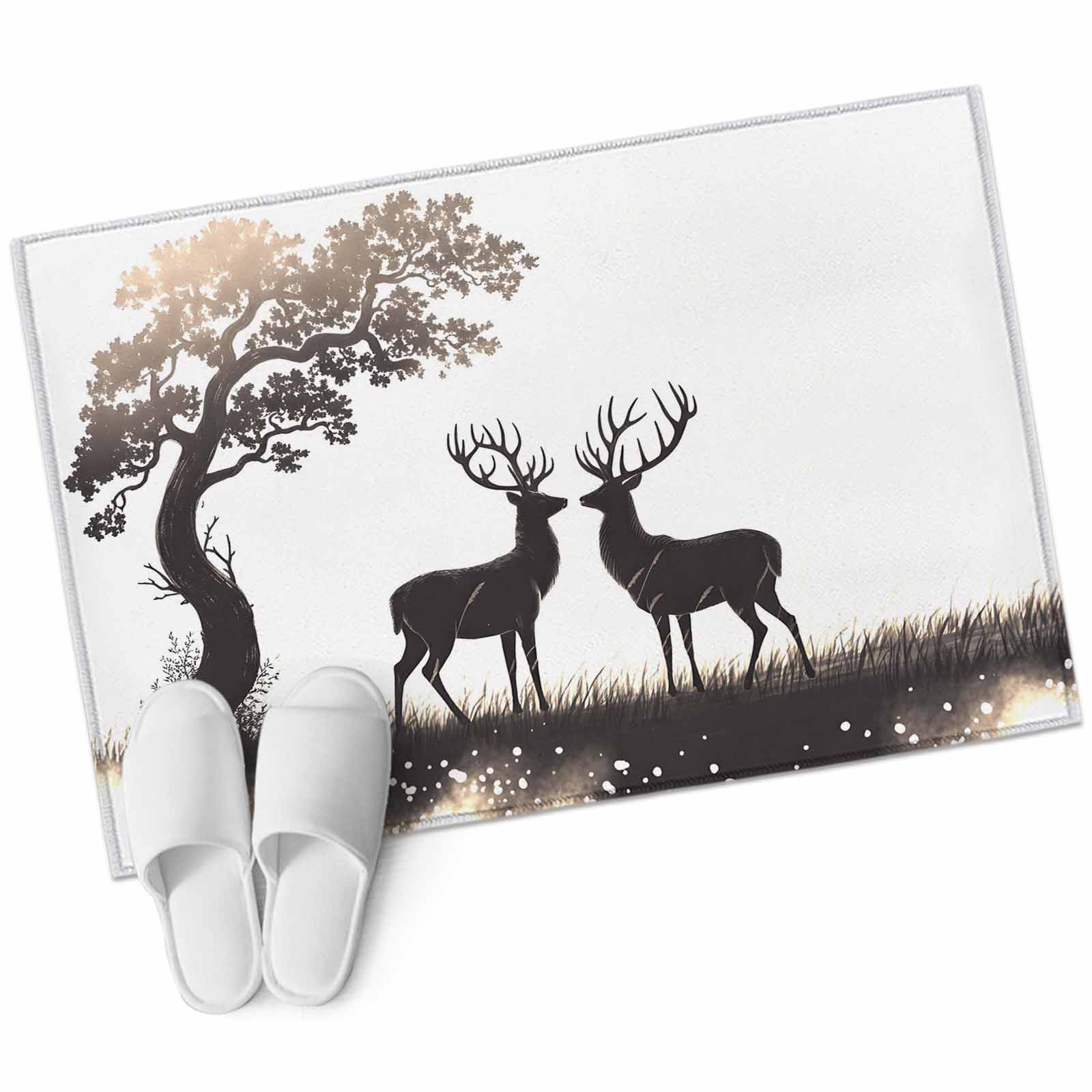 Bathroom Rugs 2x3 Ft, Elk Silhouette Non Slip Area Rugs for Kitchen ...