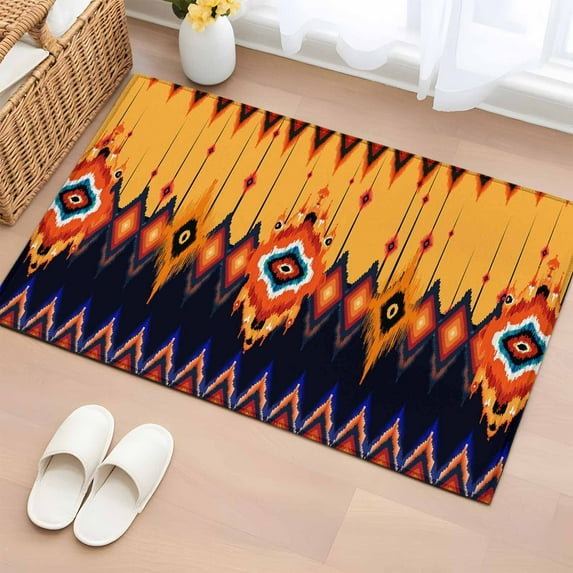 Bathroom Rugs 2x3 Ft, Ethnic Boho Non Slip Area Rugs for Kitchen Bedroom Entryway, Vintage Abstract Geometric Textured Washable Carpet Runner Rug Floor Mats for Bedroom Home Decor