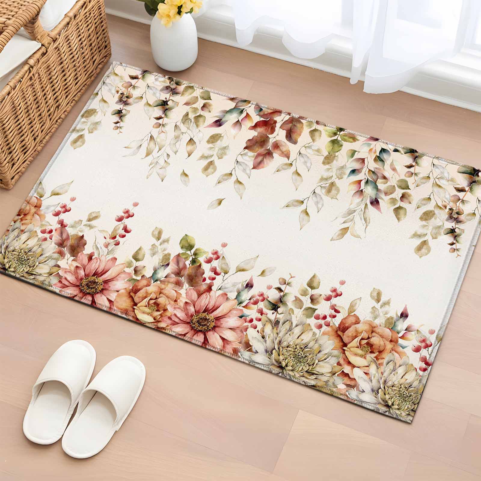 Bathroom Rugs 2x3 Ft, Eucalyptus Leaves Non Slip Area Rugs for Kitchen ...