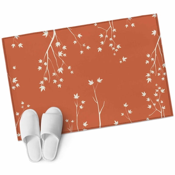 Bathroom Rugs 2x3 Ft, Fall Botanical Non Slip Area Rugs for Kitchen Bedroom Entryway, Orange Autumn Maple Leaf Farmhouse Washable Carpet Runner Rug Floor Mats for Bedroom Home Decor