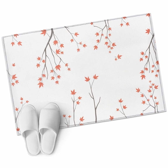 Bathroom Rugs 2x3 Ft, Fall Botanical Non Slip Area Rugs for Kitchen Bedroom Entryway, Orange Autumn Maple Leaf Washable Carpet Runner Rug Floor Mats for Bedroom Home Decor