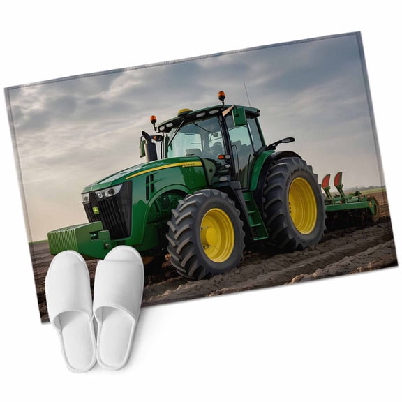 Bathroom Rugs 2x3 Ft, Farm Tractor Non Slip Area Rugs for Kitchen Bedroom Entryway, Green Truck Country Rustic Field Harvester Washable Carpet Runner Rug Floor Mats for Bedroom Home Decor