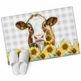 thumbnail image 1 of Bathroom Rugs 2x3 Ft, Farmhouse Cow Non Slip Area Rugs for Kitchen Bedroom Entryway, Vintage Country Sunflower Gray Plaid Washable Carpet Runner Rug Floor Mats for Bedroom Home Decor, 1 of 9
