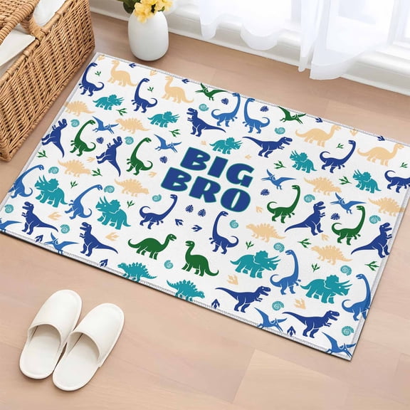 Bathroom Rugs 2x3 Ft, Funny Dinosaur Non Slip Area Rugs for Kitchen Bedroom Entryway, Cute Dino Blue Cartoon Boys Girls Children Washable Carpet Runner Rug Floor Mats for Bedroom Home Decor