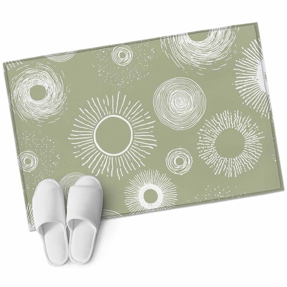 Bathroom Rugs 2x3 Ft, Geometric Non Slip Area Rugs for Kitchen Bedroom Entryway, Abstract Sage Green White Boho Circle Dot Washable Carpet Runner Rug Floor Mats for Bedroom Home Decor