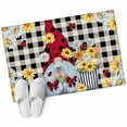 thumbnail image 1 of Bathroom Rugs 2x3 Ft, Gnomes Daisy Non Slip Area Rugs for Kitchen Bedroom Entryway, Retro Farmhouse Floral Black Buffalo Plaid Washable Carpet Runner Rug Floor Mats for Bedroom Home Decor, 1 of 9