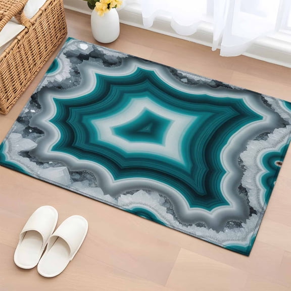 Bathroom Rugs 2x3 Ft, Green Agate Non Slip Area Rugs for Kitchen Bedroom Entryway, Ombre Modern Abstract Art Washable Carpet Runner Rug Floor Mats for Bedroom Home Decor